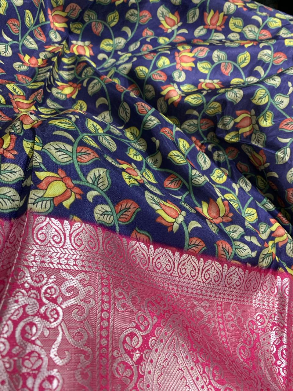 Light-Green Pure Tussar-Dola Silk saree with Rose-Pink contrast Zari Border and Tassels paired with Contrast Blouse