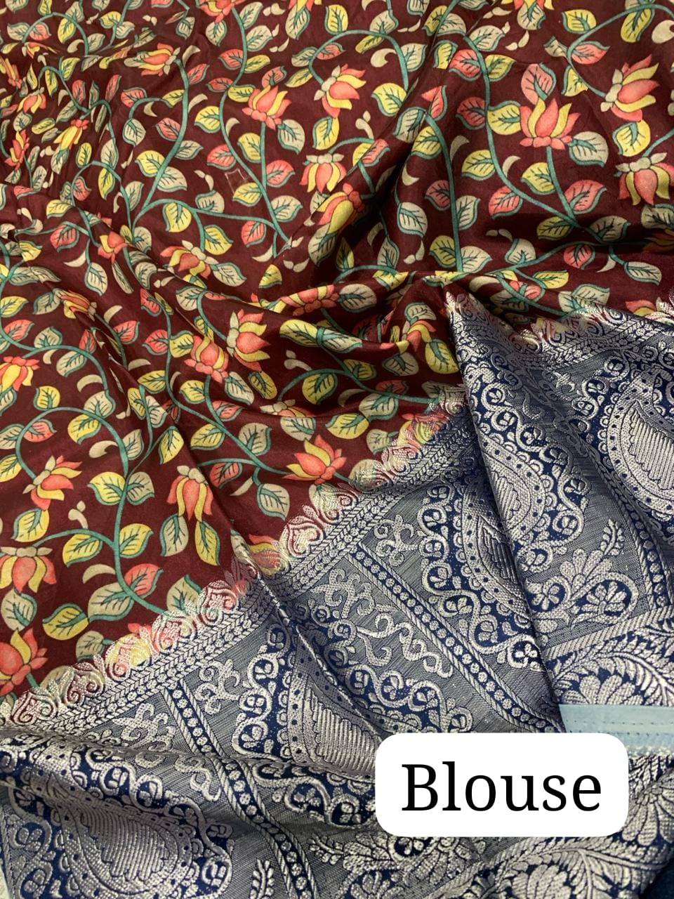 Lemon-Yellow Pure Tussar-Dola Silk saree with Navy-Blue contrast Zari Border and Tassels paired with Contrast Blouse