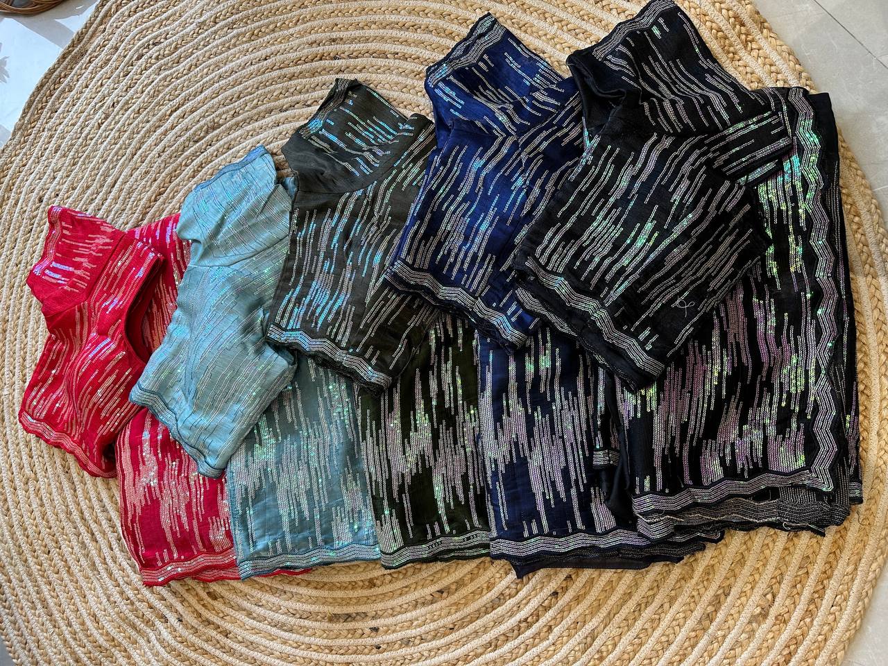Hand-Embroidered Navy-Blue Jimmy Choo Saree with Blouse